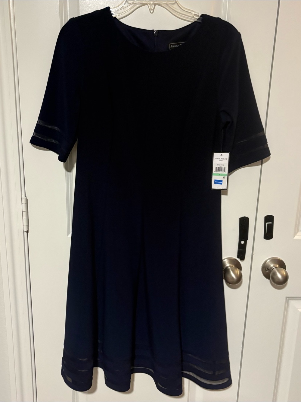 Jessica Howard Navy Short Sleeve Dress Size 8 NWT
